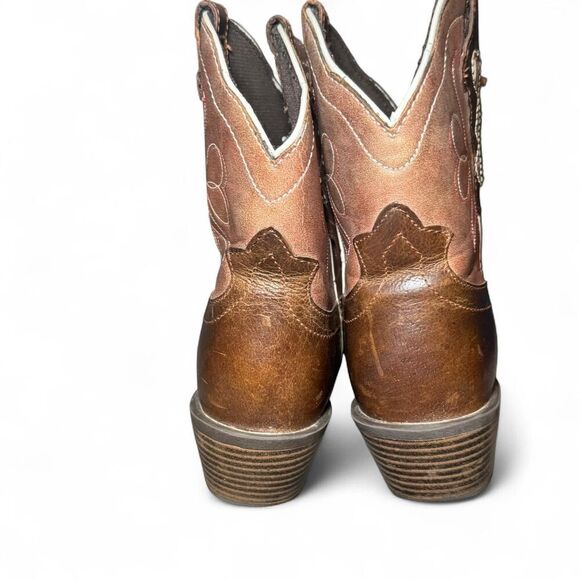 Justin Women’s Western Cowboy Boots Size 8B Brown Leather Heart Inlay Square Toe - Picture 5 of 7